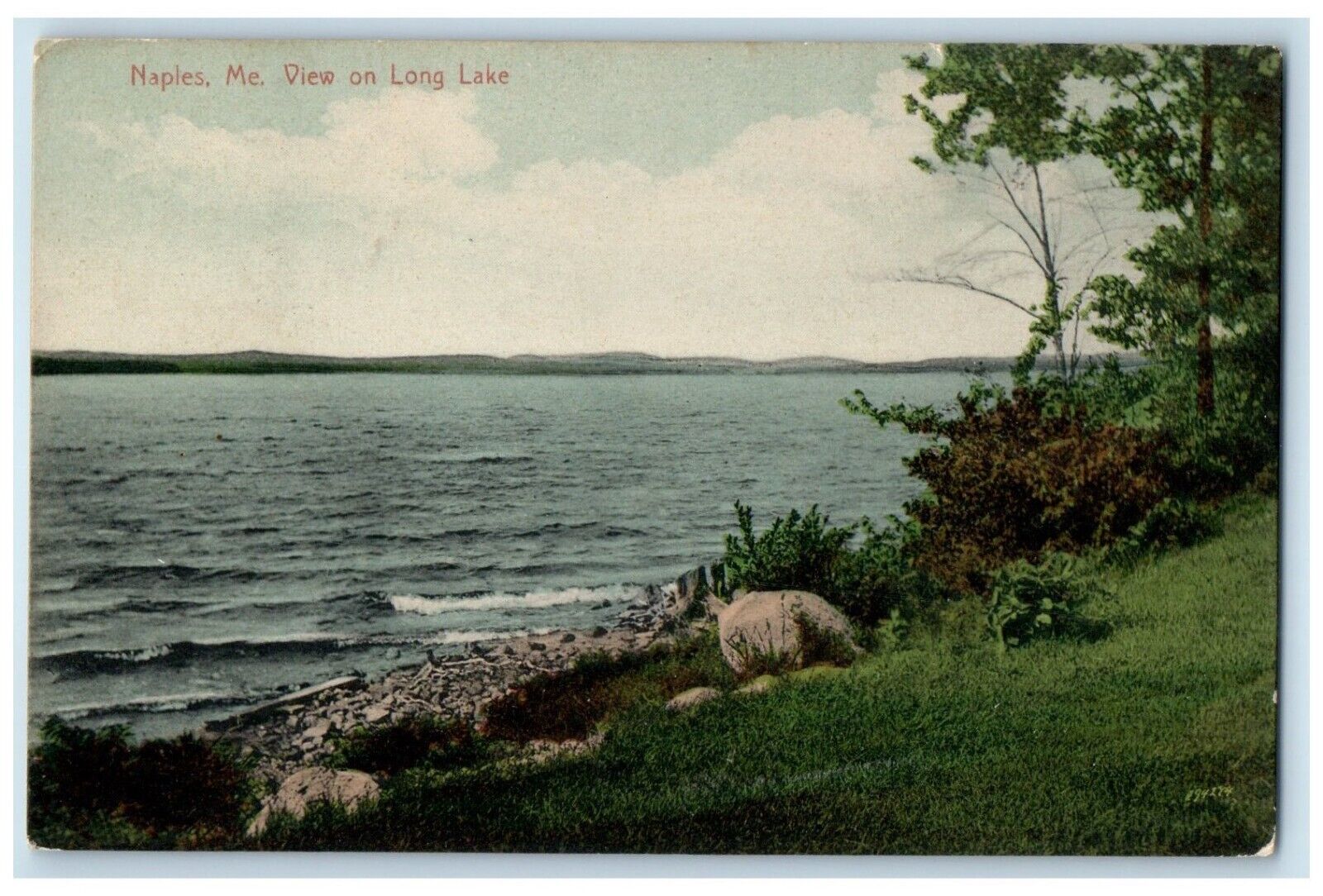 c1910 Scenic View Long Lake Trees Rocks Naples Maine ME Vintage Antique Postcard