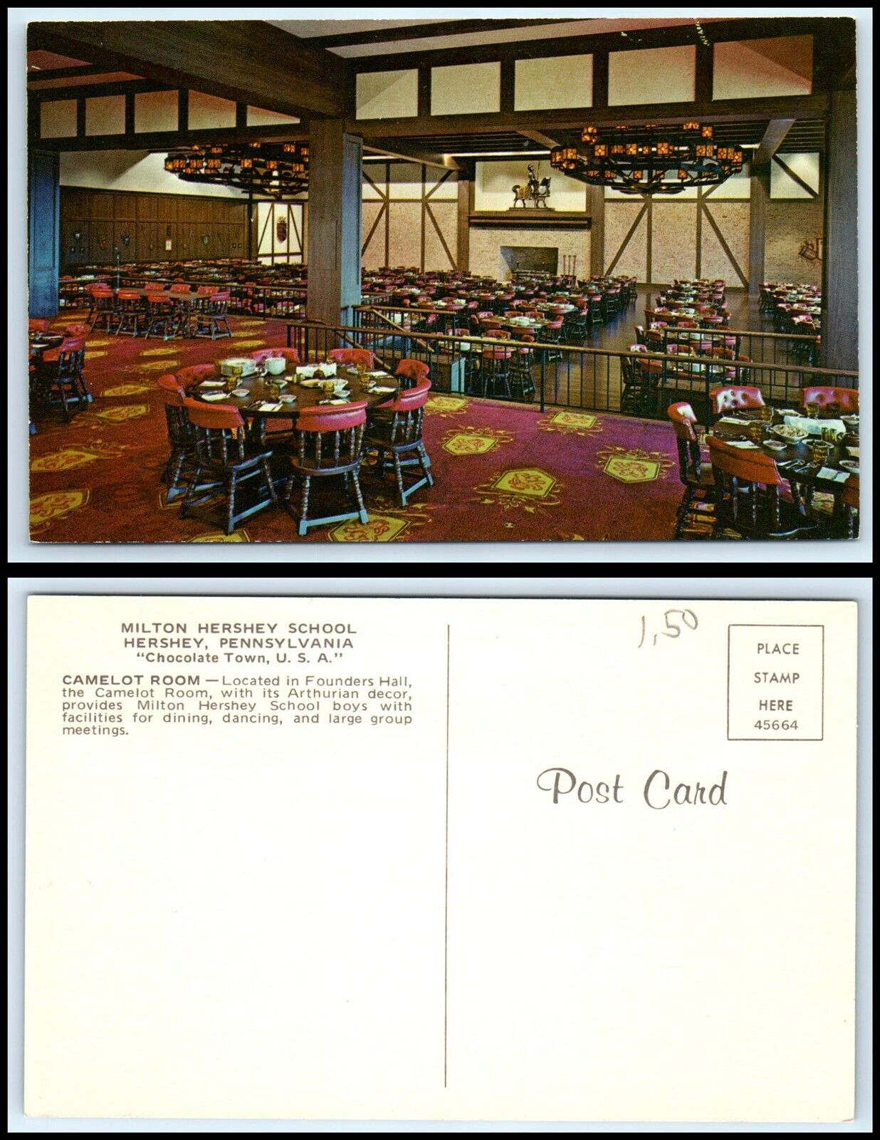 PENNSYLVANIA Postcard - Hershey, Milton Hershey School, Camelot Room Dining L30
