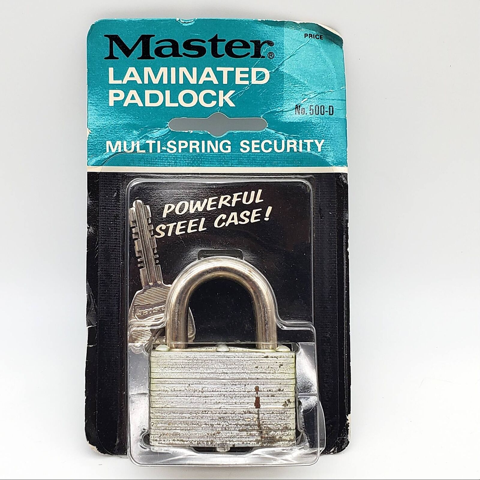 Vintage Master Padlock 500-D Laminated Multi-Spring Keyed USA Made NOS