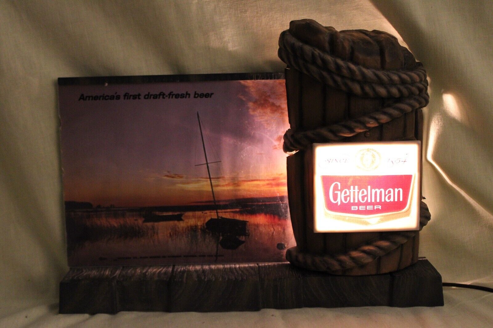Vintage Gettelman Beer Lighted Sign Rare Nautical G-6544