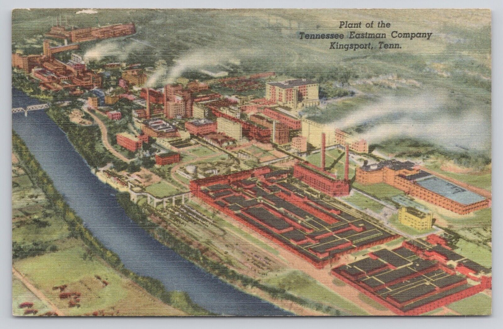 Aerial of Tennessee Eastman Company Kingsport Tennessee TN 1950 Postcard