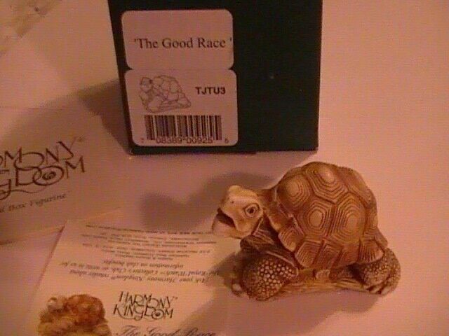Vintage Harmony Kingdom The Good Race Turtle Trinket Box Figurine Treasure 2.5”