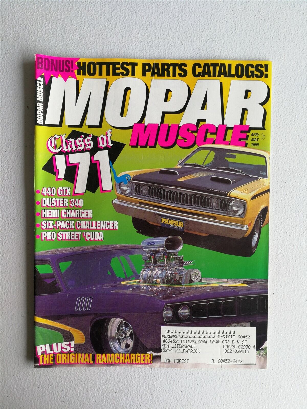 Mopar Muscle May 1996 - 1971 Dodge Challenger - 1971 Plymouht GTX - Duster 340