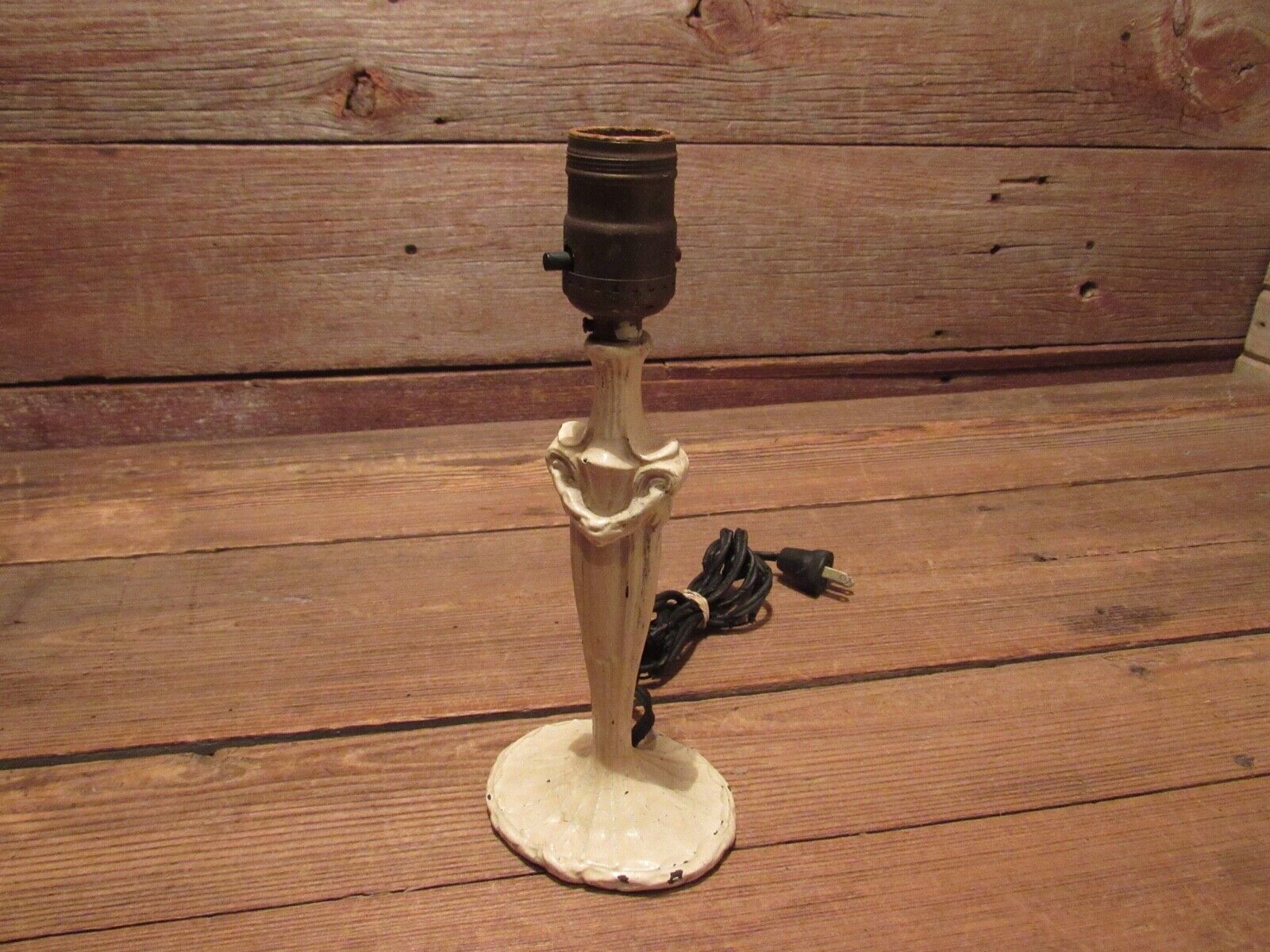 Vintage Antique Art Nouveau Cast Iron Metal Lamp - Victorian Accent Boudoir Lamp