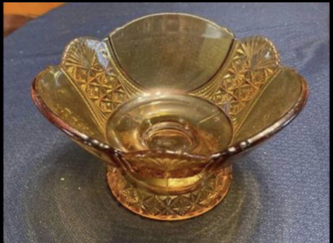 EAPG Antique Richards And Hartley Amber Master Berry Bowl Circa 1887