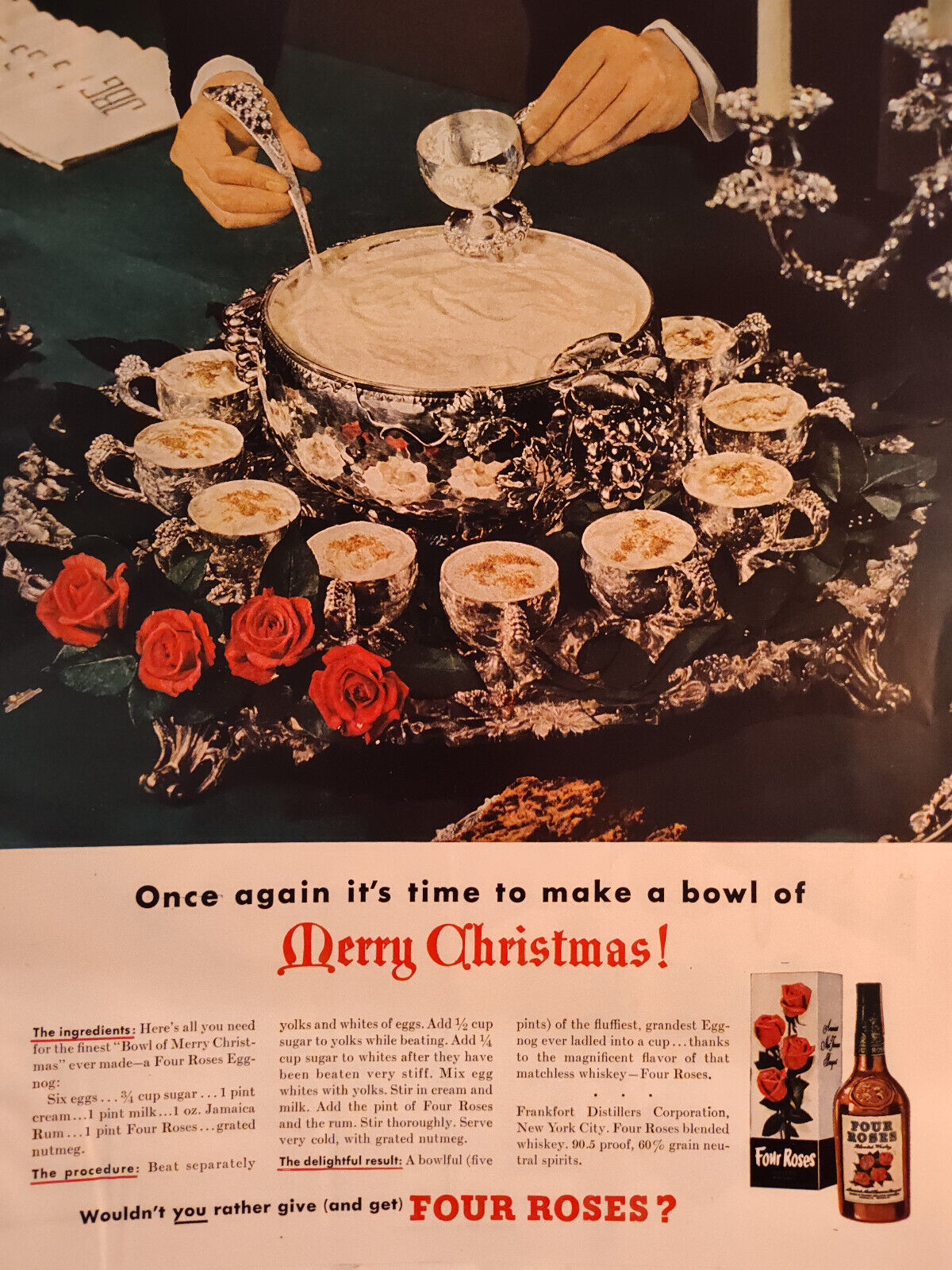 1951 Esquire Ads Four Roses Merry Christmas Eggnog Recipe Beau Bellle Perfumes