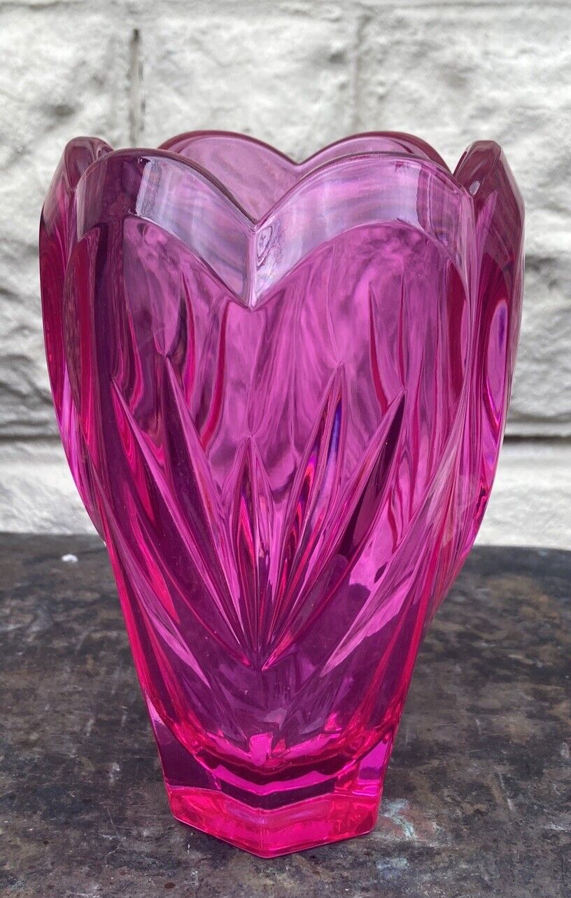 Waterford Marquis Sweet Memories Vase Pink Magenta Lead Crystal 6.5” Germany