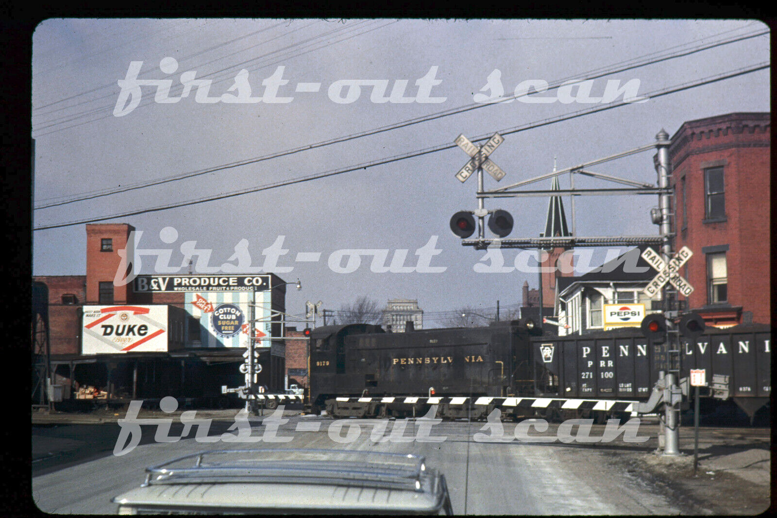 R DUPLICATE SLIDE - Pennsy PRR 6179 Baldwin Action w/ Local Freigth