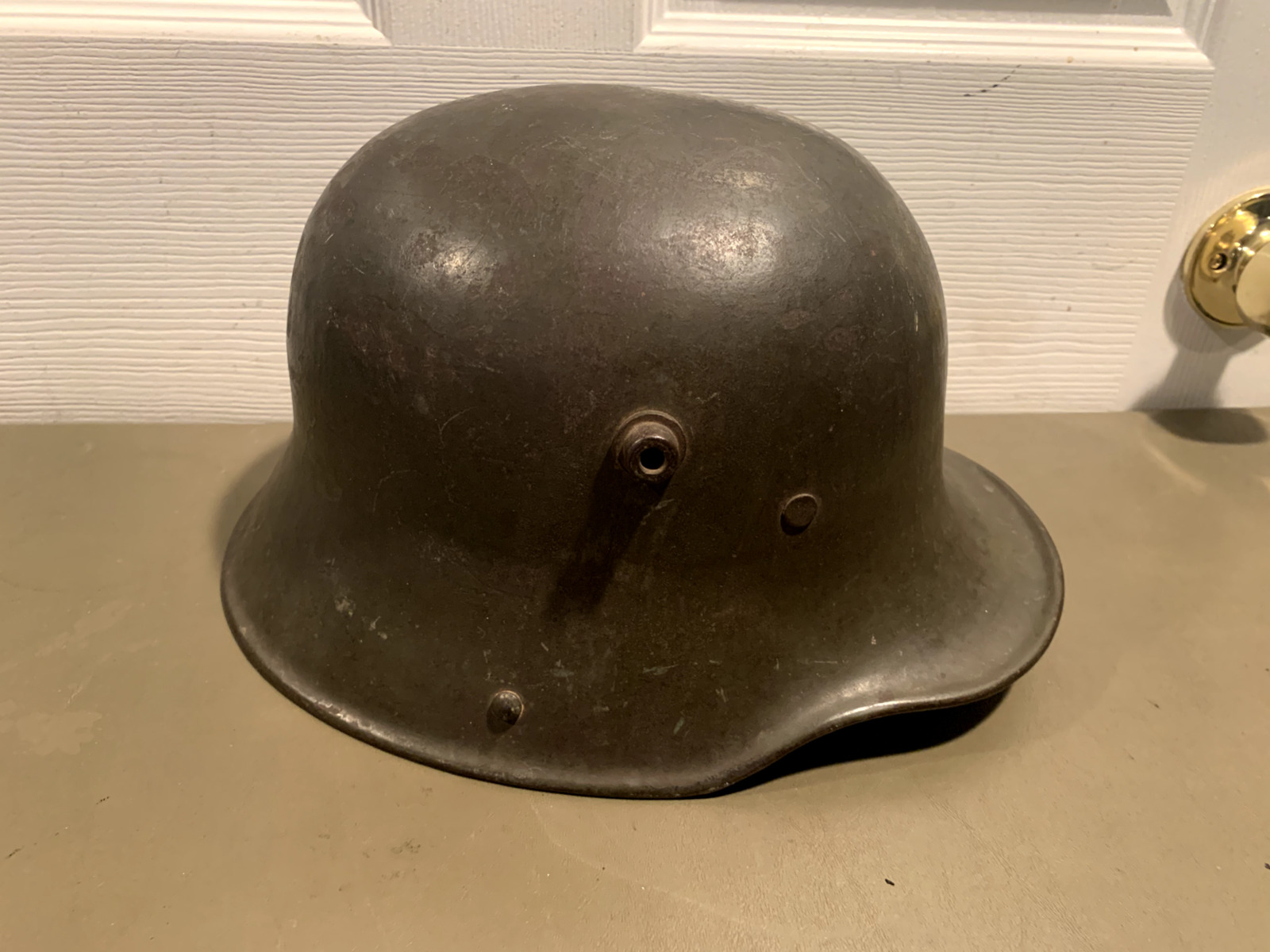 RARE Antique WW1 Imperial German M17 Steel Helmet BE64 64 No Liner Chinstrap