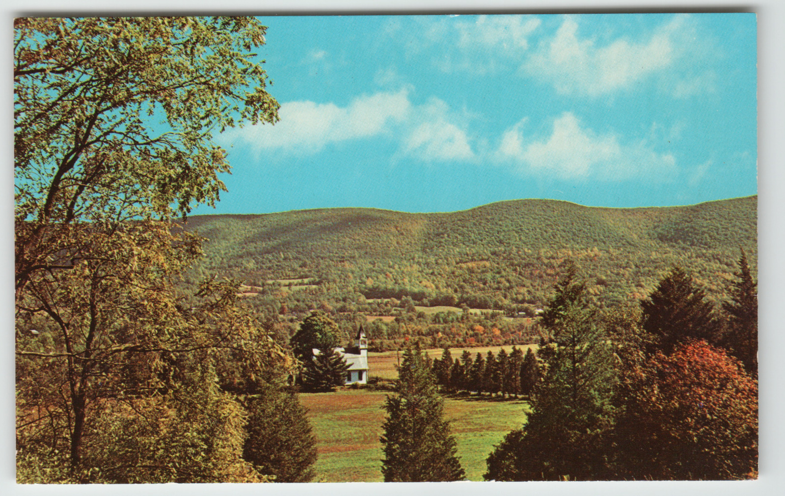 Postcard Vintage Chrome Cherry Valley Methodist Church in Cherry Valley, PA