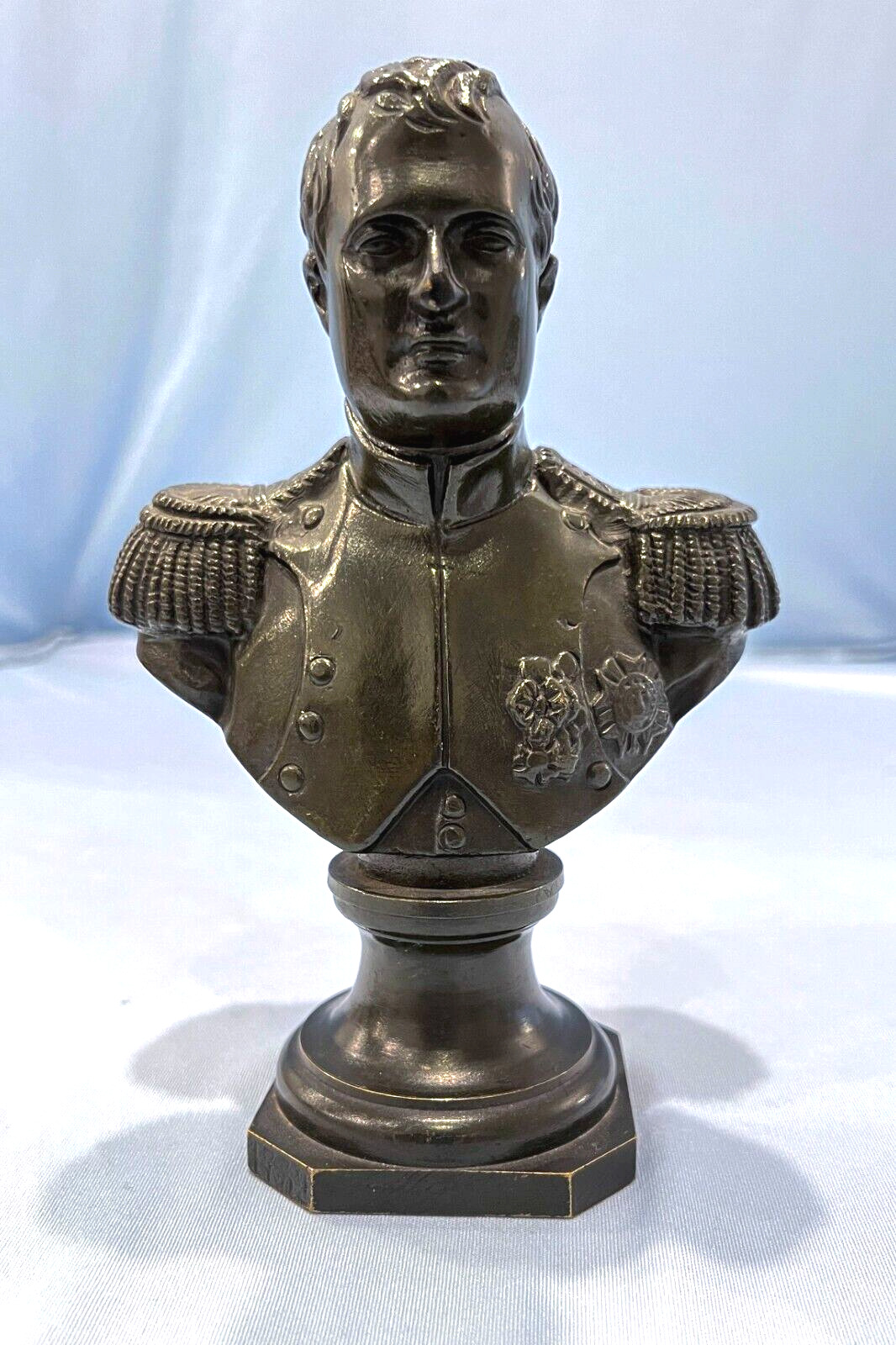 Signed 19th C Bronze Bust of France Emperor Napoleon Waterloo Battle War