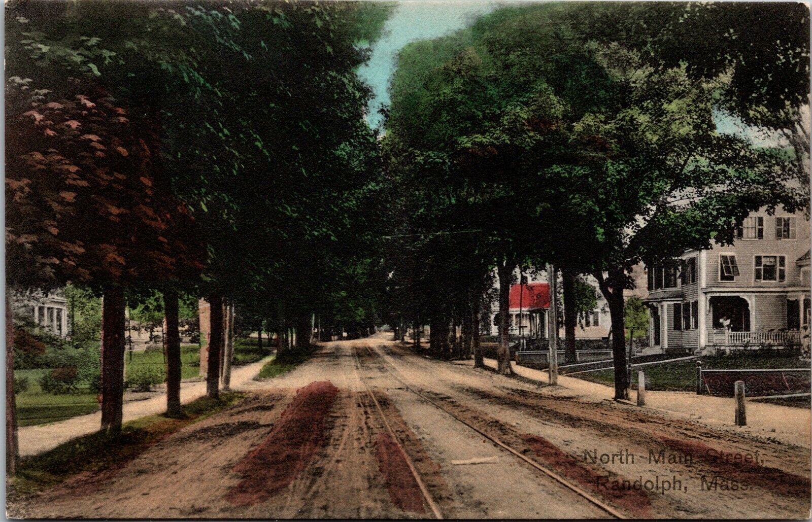Vtg Randolph MA North Main Street View Residential Homes 1910s Postcard