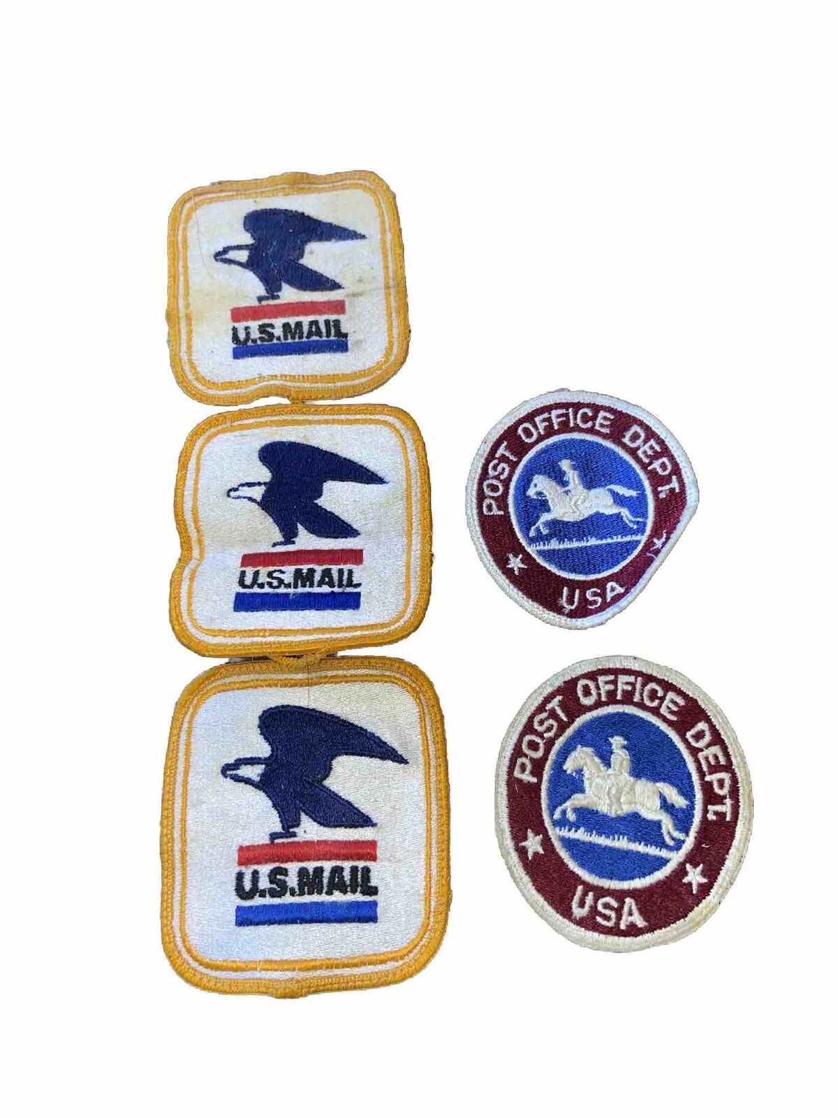 Lot of 5 US Mail Post Office Eagle Patches Vintage USA Horseback Rider