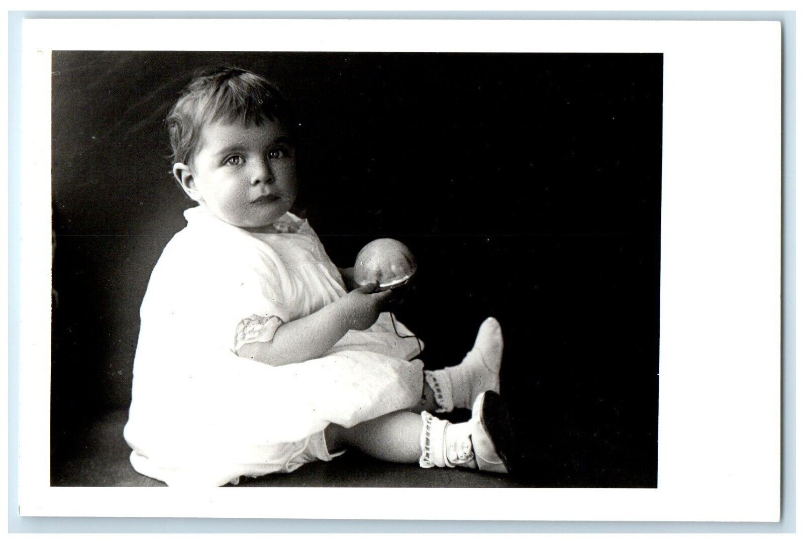 c1940\'s Cute Little Girl Toddler Holding Jelly Vintage RPPC Photo Postcard