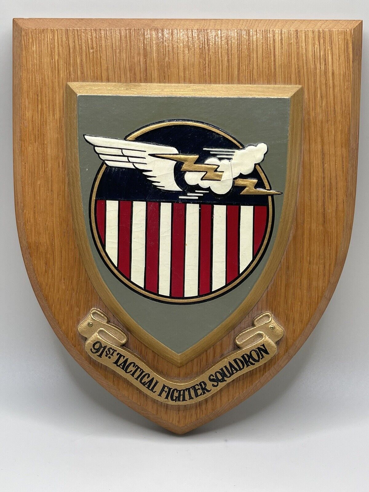 U.S. Air Force Plaque 91st Tactical Fighter Squadron Fleur De Lys Heraldic Prod