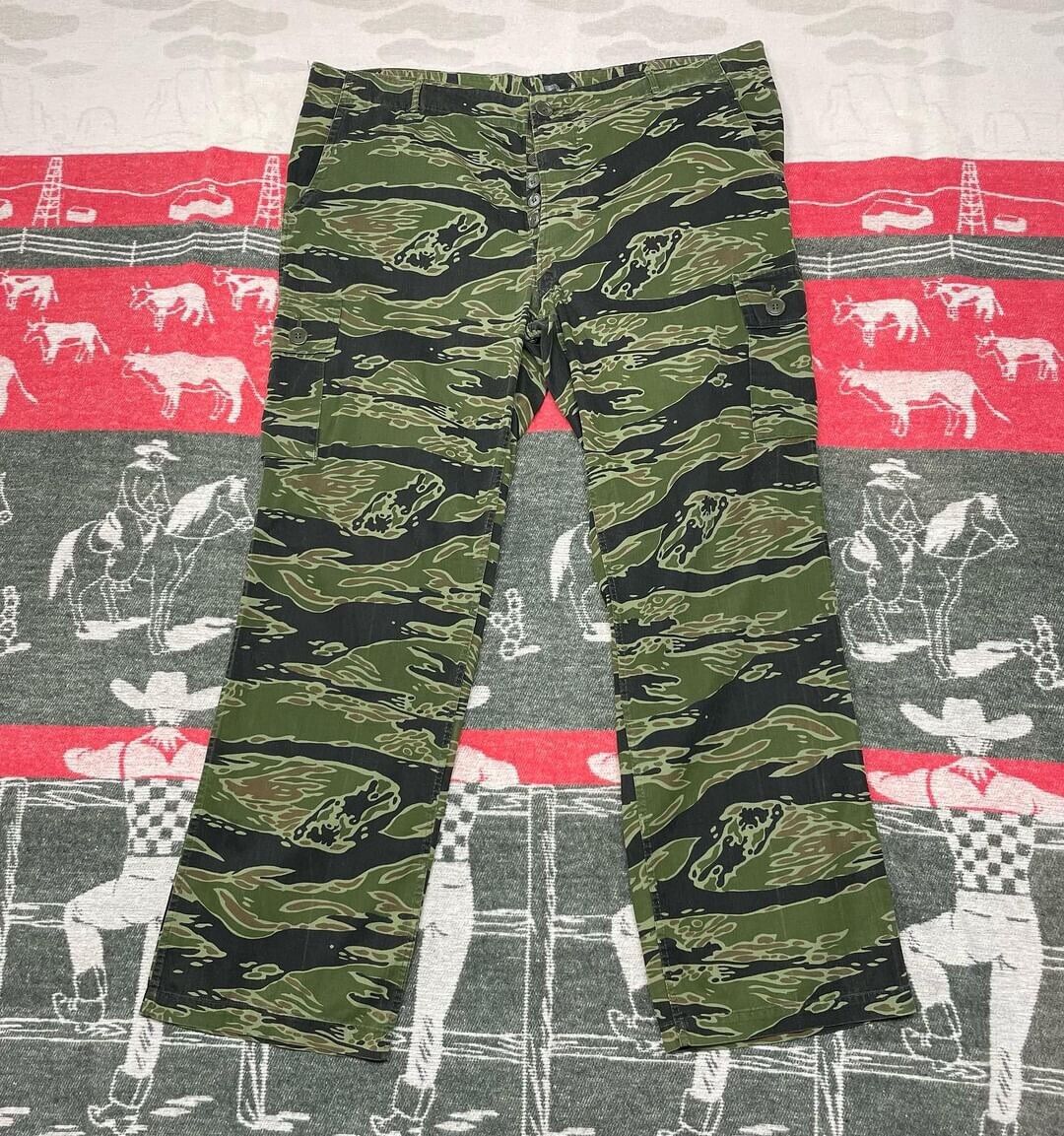 Vintage 1960s Tiger Stripe Camo Pants Fatigues Vietnam War Big Size 40 Waist