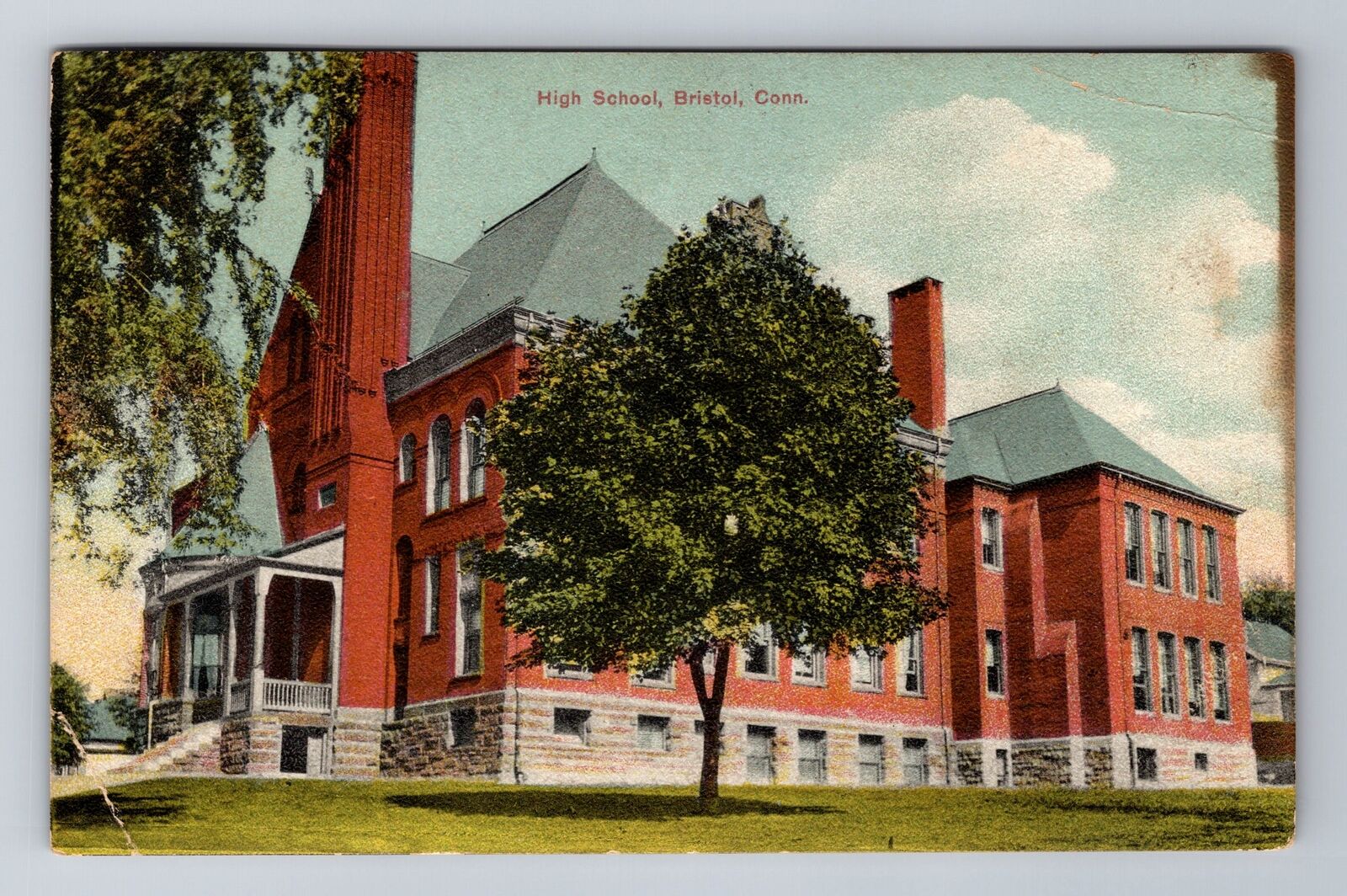 Bristol CT-Connecticut, High School Building, Antique Vintage c1910 Postcard