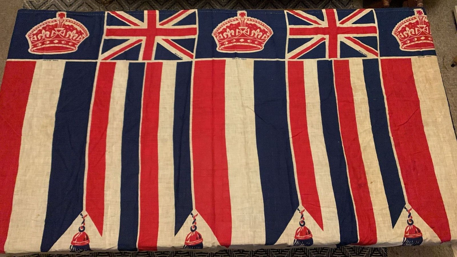 ANTIQUE WW1 WW2 UNION JACK Banner Flag Bunting -  BRITISH MADE