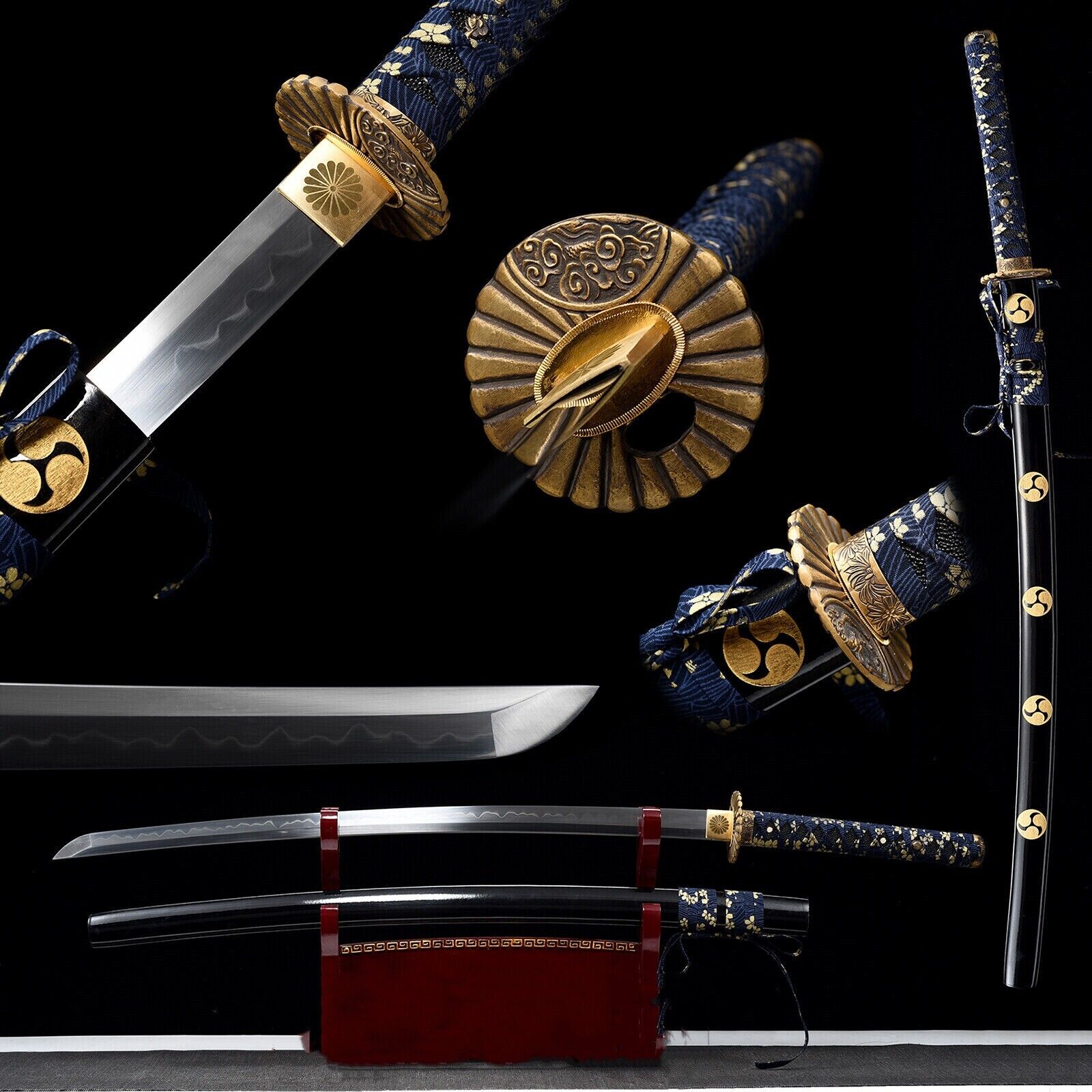 Handmade clay tempered t10 steel katana real hamon japanese samurai sharp sword