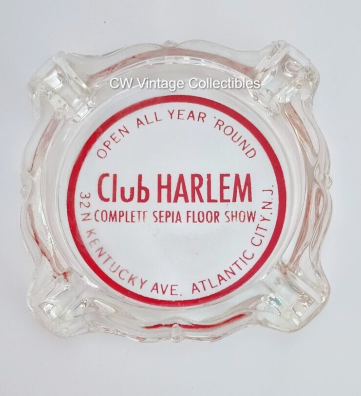 ca. 1950's Club Harlem Glass Ashtray Night Club Black Americana Atlantic City NJ