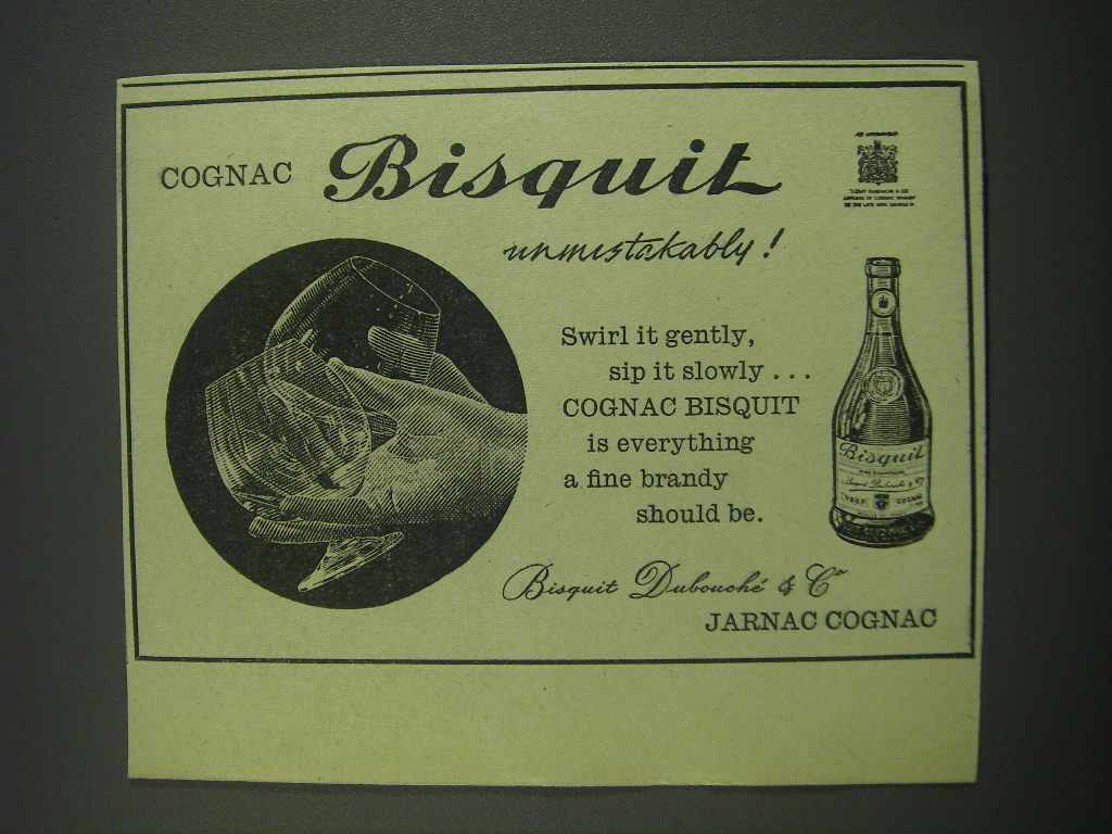 1957 Bisquit Cognac Ad - Cognac Bisquit unmistakably