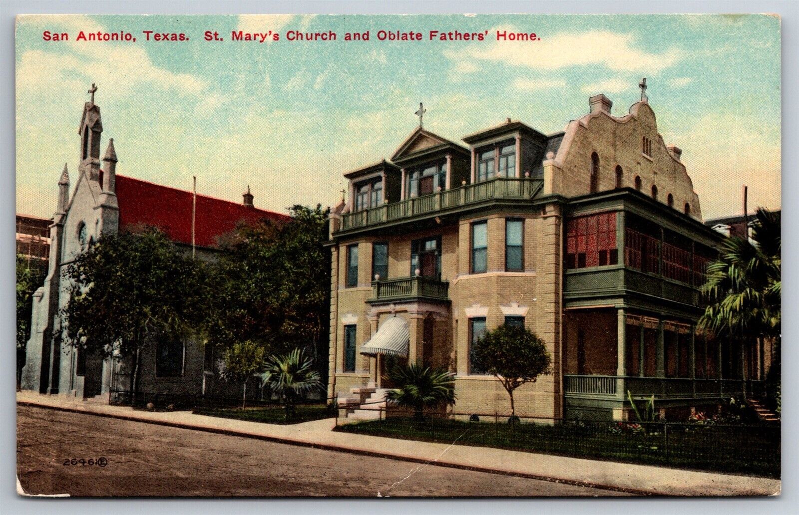 St Mary\'s Church & Obiate Fathers Home San Antonio Texas C1910\'s DB Postcard P18