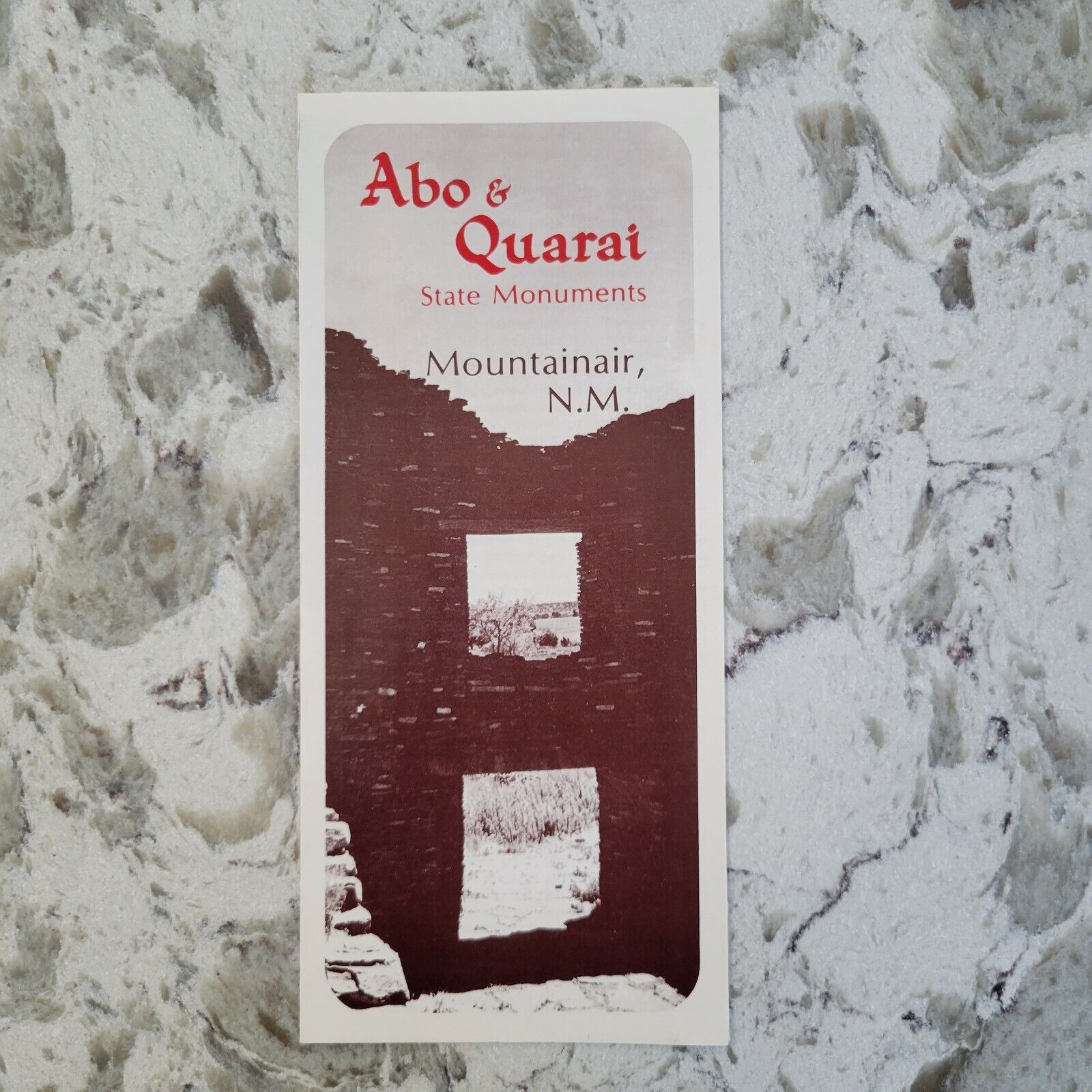 Vintage 80s Abo and Quarai State Monument Brochure Pamphlet Map Info New Mexico