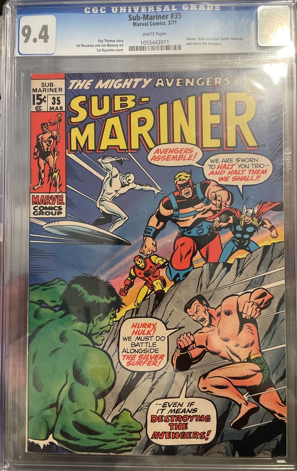 Sub-Mariner #35 CGC 9.4 - Namor/Hulk/Silver Surfer vs. Avengers - S. Buscema c/a