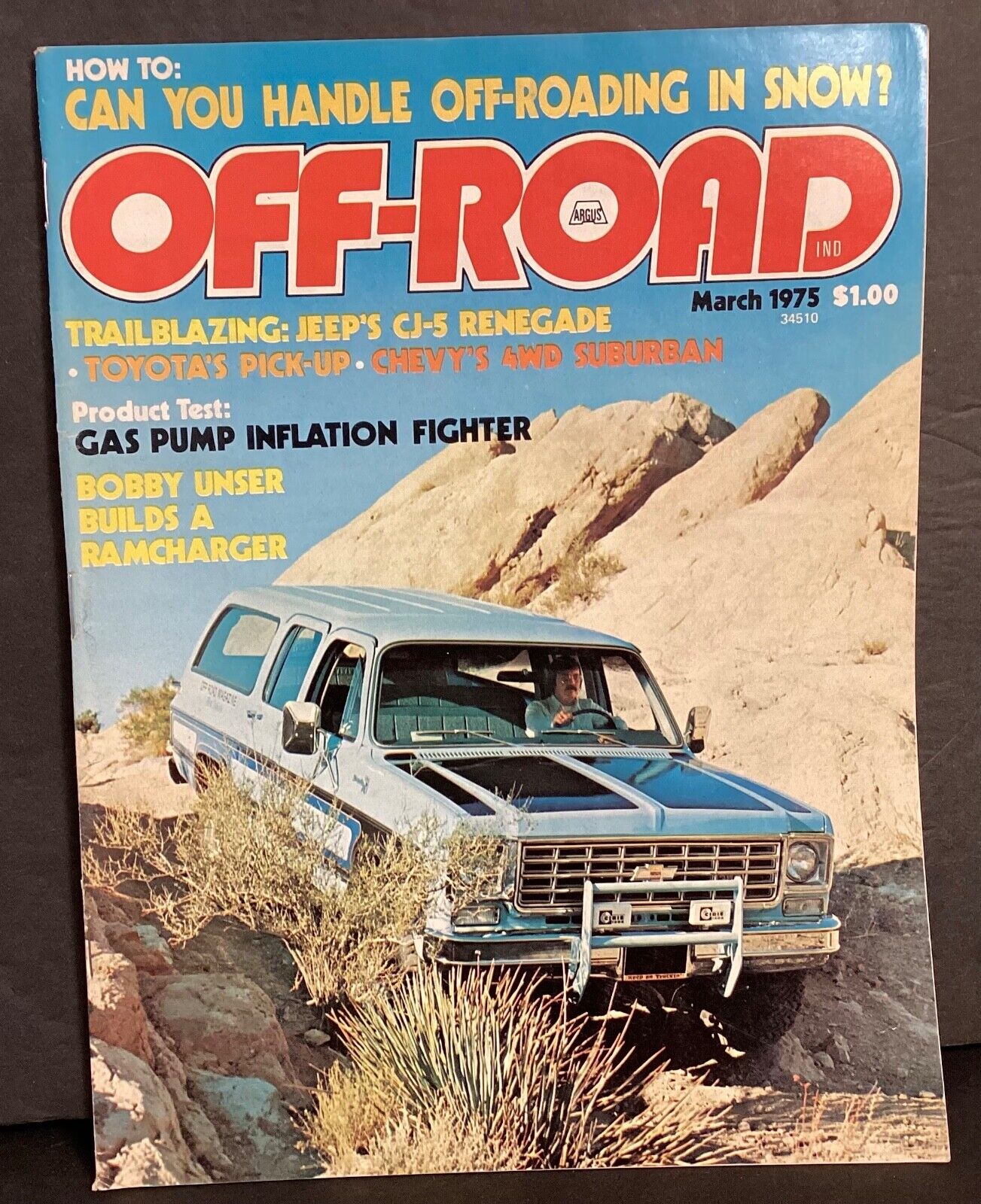 Vintage March 1975 Magazine OFF-ROAD Bobby Unser Ramcharger, Jeep CJ-5 + More