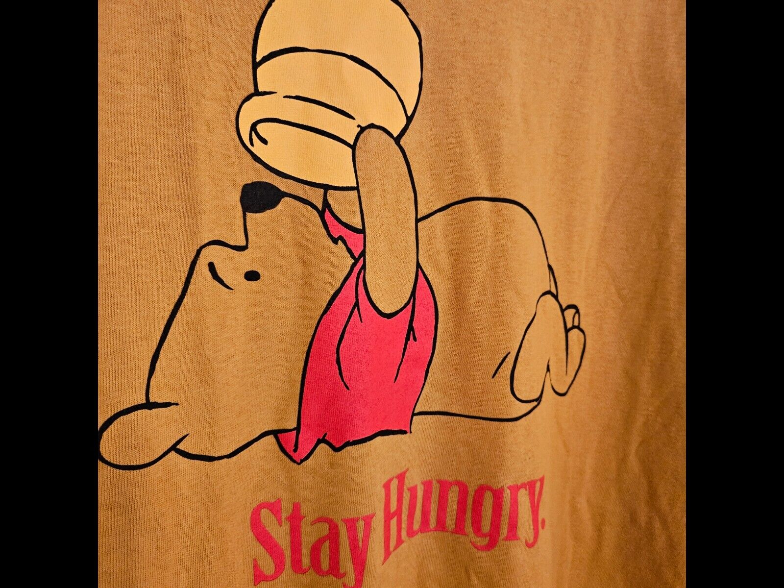 New Disney\'s Winnie The Pooh Gold/ Yellow Colored T-Shirt  Size 3XL Stay Hungry 