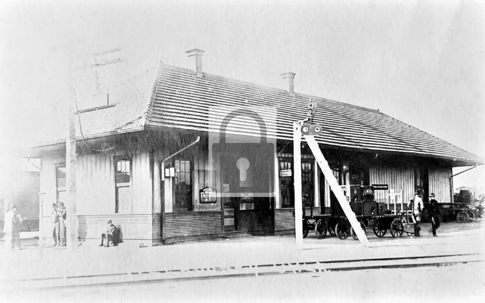 Railroad Train Depot Station Nelagoney Oklahoma OK Reprint Reprint Postcard