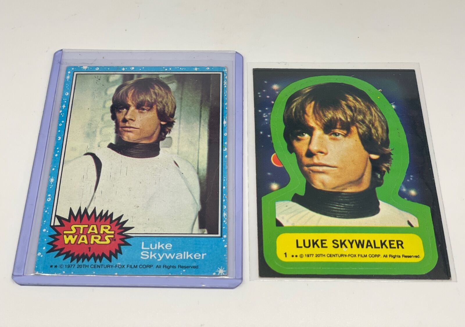 1977 Topps Star Wars #1 Luke Skywalker and Luke Skywalker Sticker