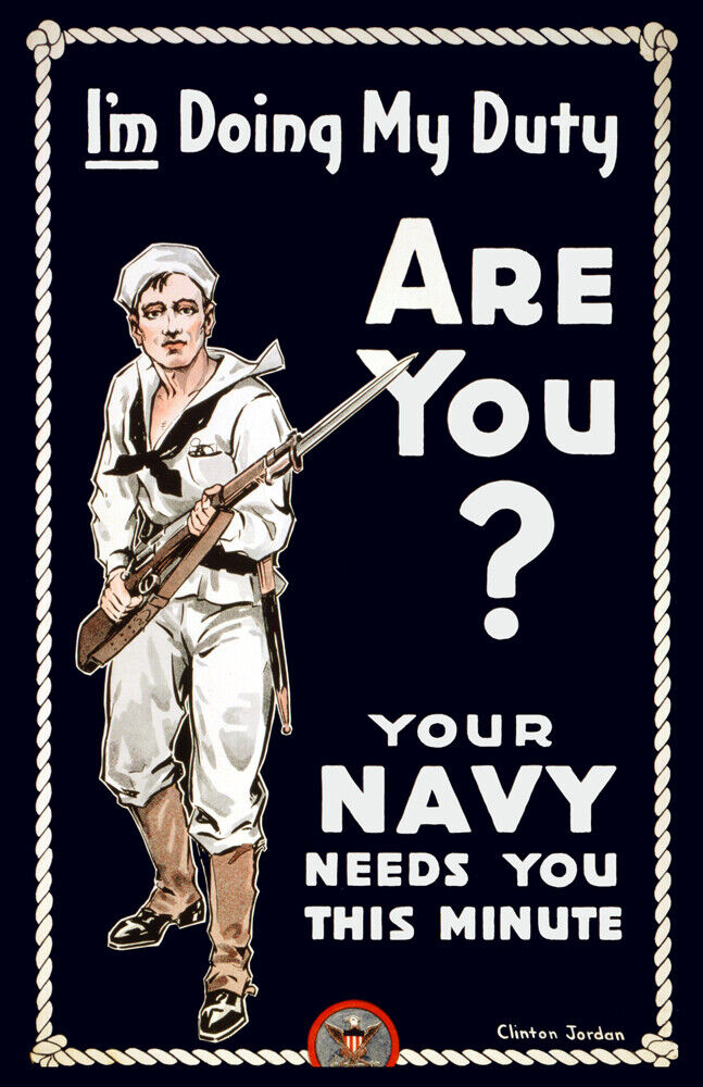 Navy Recruiting Poster Vintage WWI Poster 11\