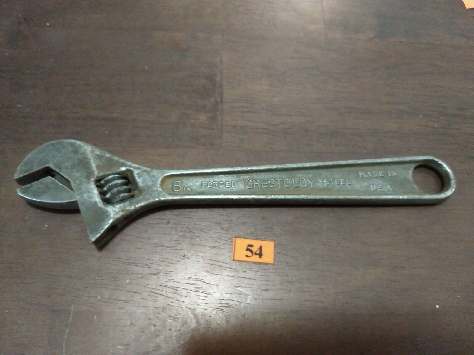 Vintage Crescent Crestaloy 8” Adjustable Wrench Early Wide Jaw Jamestown NY USA