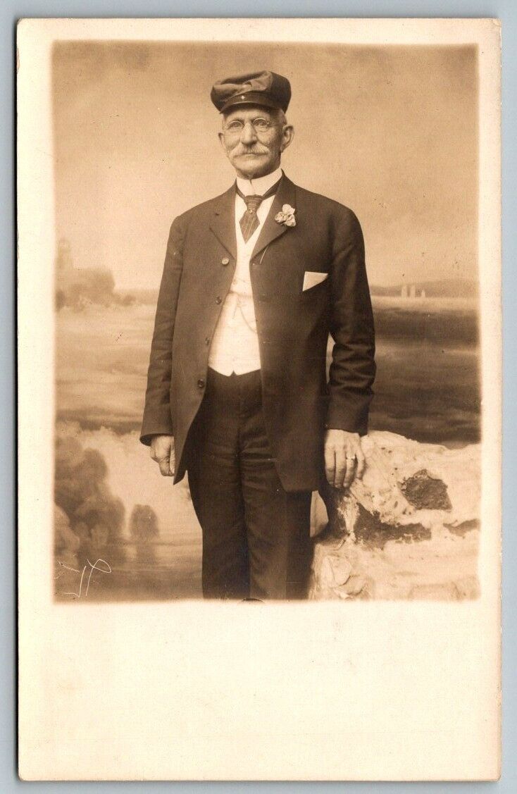 RPPC Dapper Old Gentleman  Real Photo Postcard  c1915