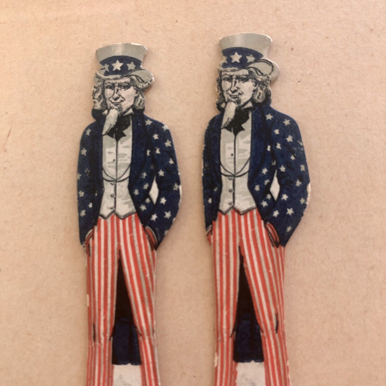 Vintage Uncle Sam Patriotic Cake Toppers Americana Paper Ephemera￼￼ USA  3.5”