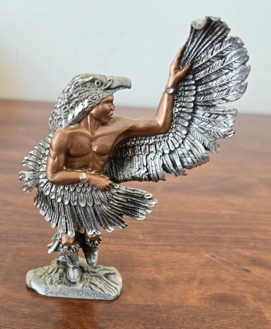 Vintage 1990 Native Eagle Dancer Masterworks Fine Pewter Sculpture Statue 