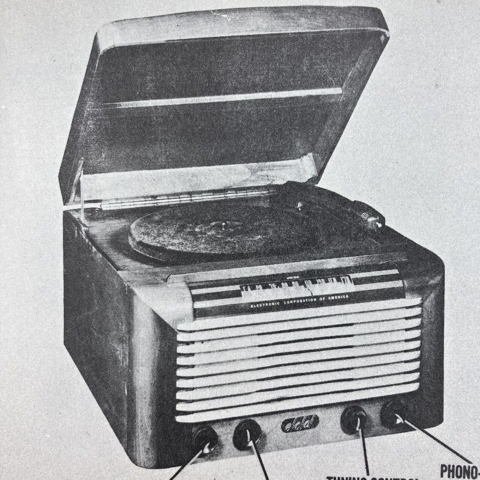 Vintage Original 1947 ECA Phono Radio Model 104 Wire Schematic Service Manual
