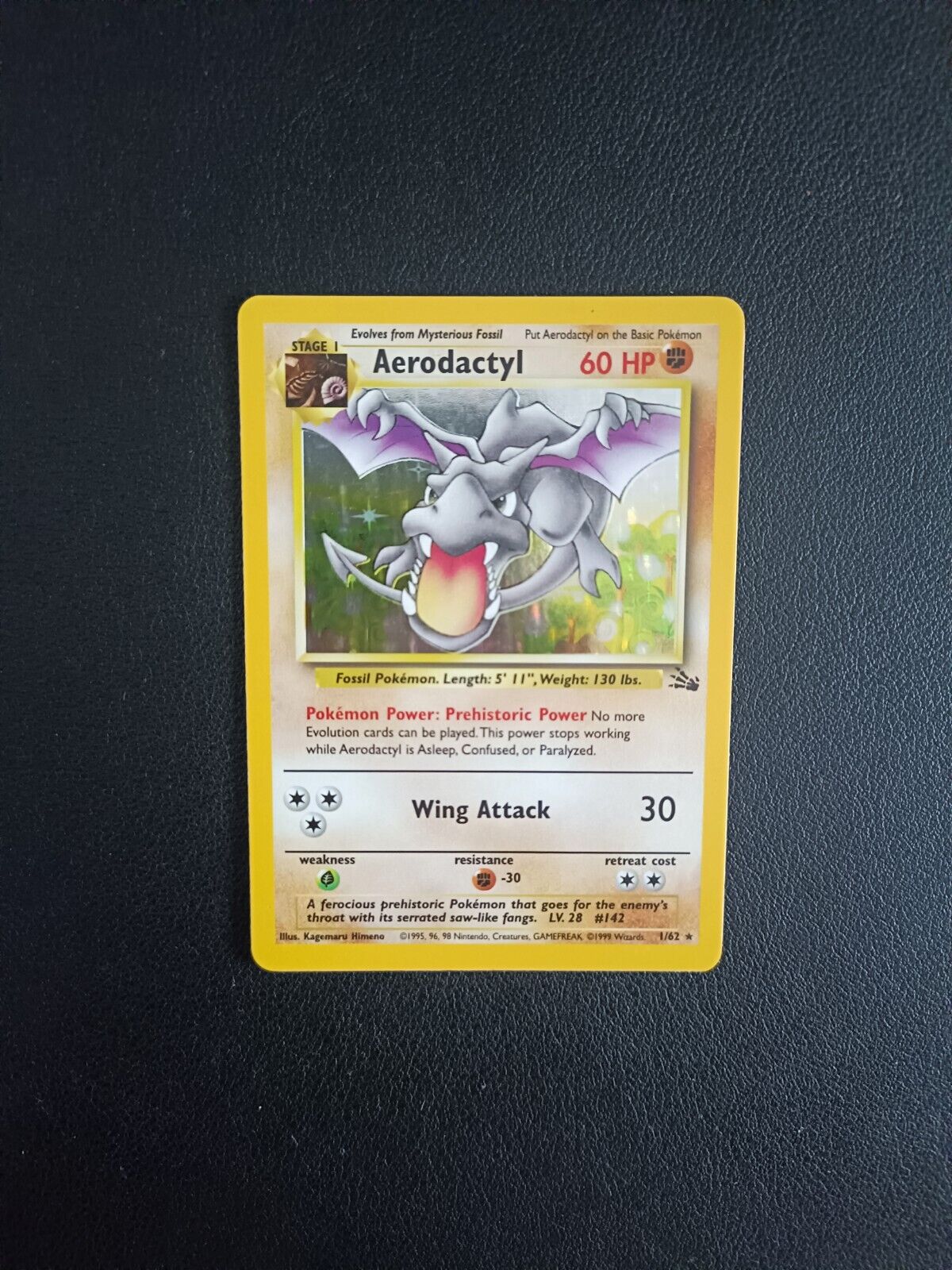 Aerodactyl - 1/62 - Pokemon Fossil Unlimited Holo Rare Card WOTC Exc Ptera