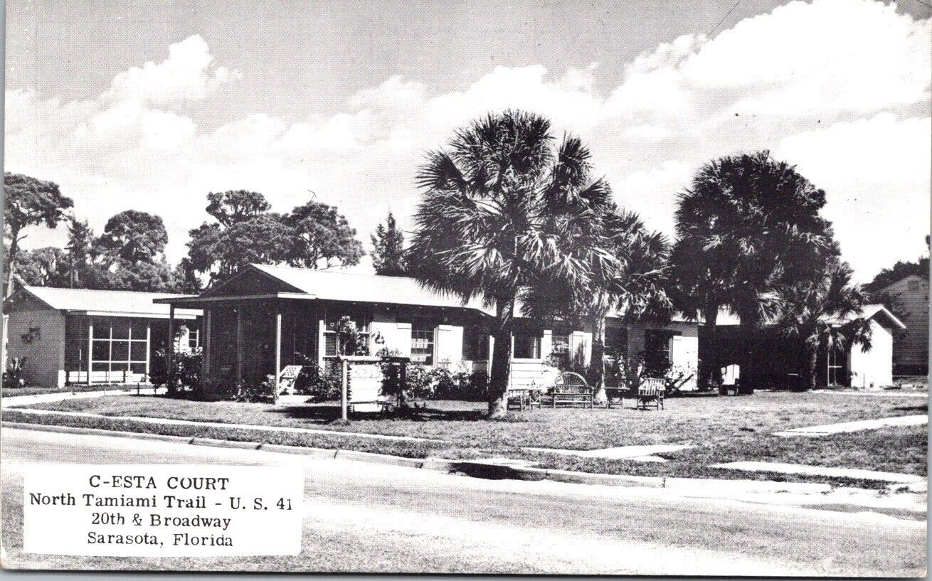 Vintage Postcard C-Esta Court Motel Sarasota Florida