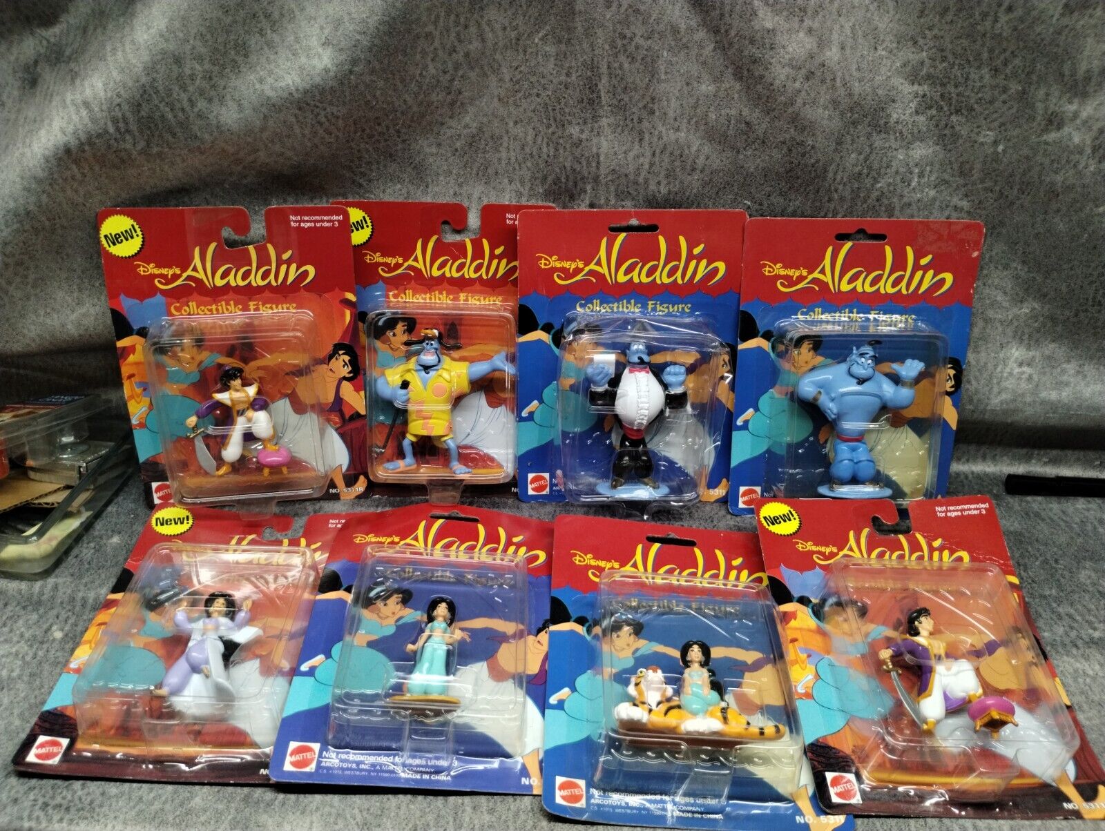 Vintage 1993 Disney's Aladdin Figures Lot Of 8 NIB Mattel 1993 NOS
