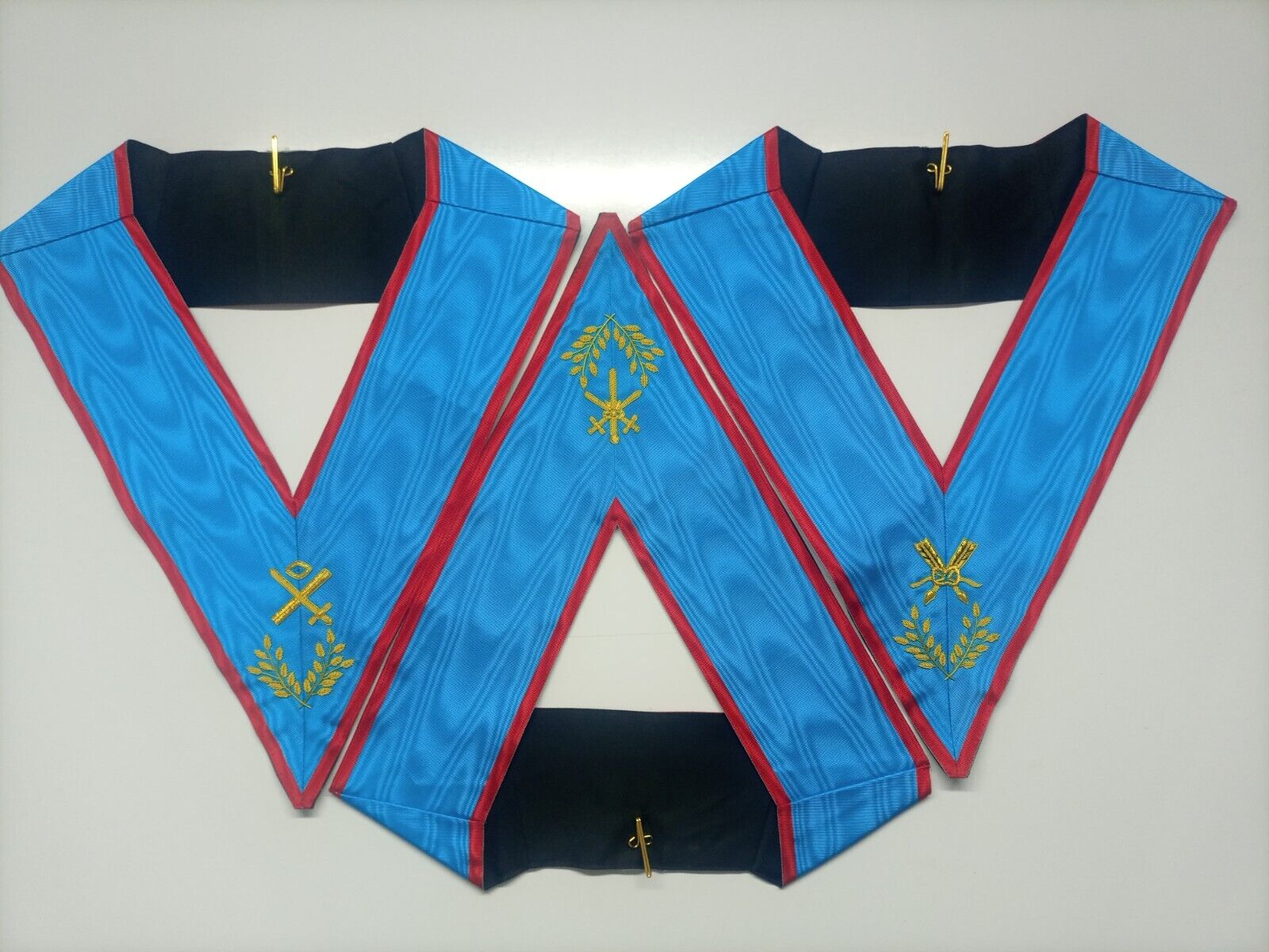 Masonic AASR Scottish Rite Officer Collar Set Of 9 Fine Quality Masons Collars.