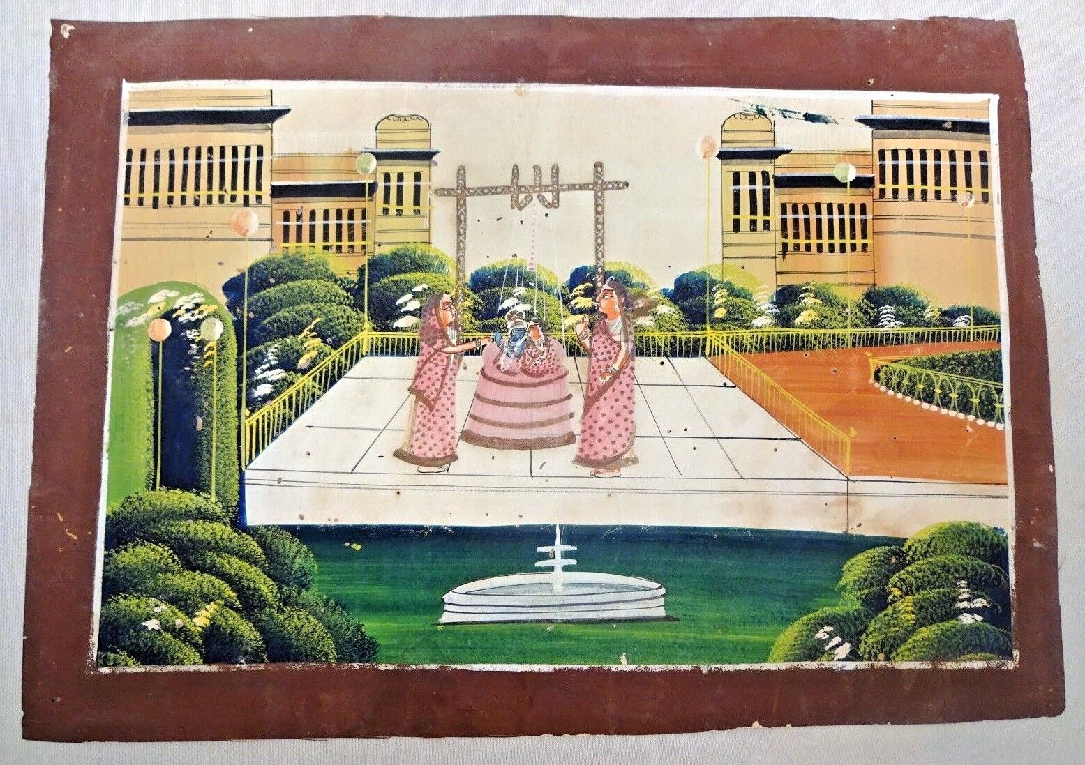 Vintage Miniature Painting Krishna Hindola Mahotsav Nathdwara Rajasthan School
