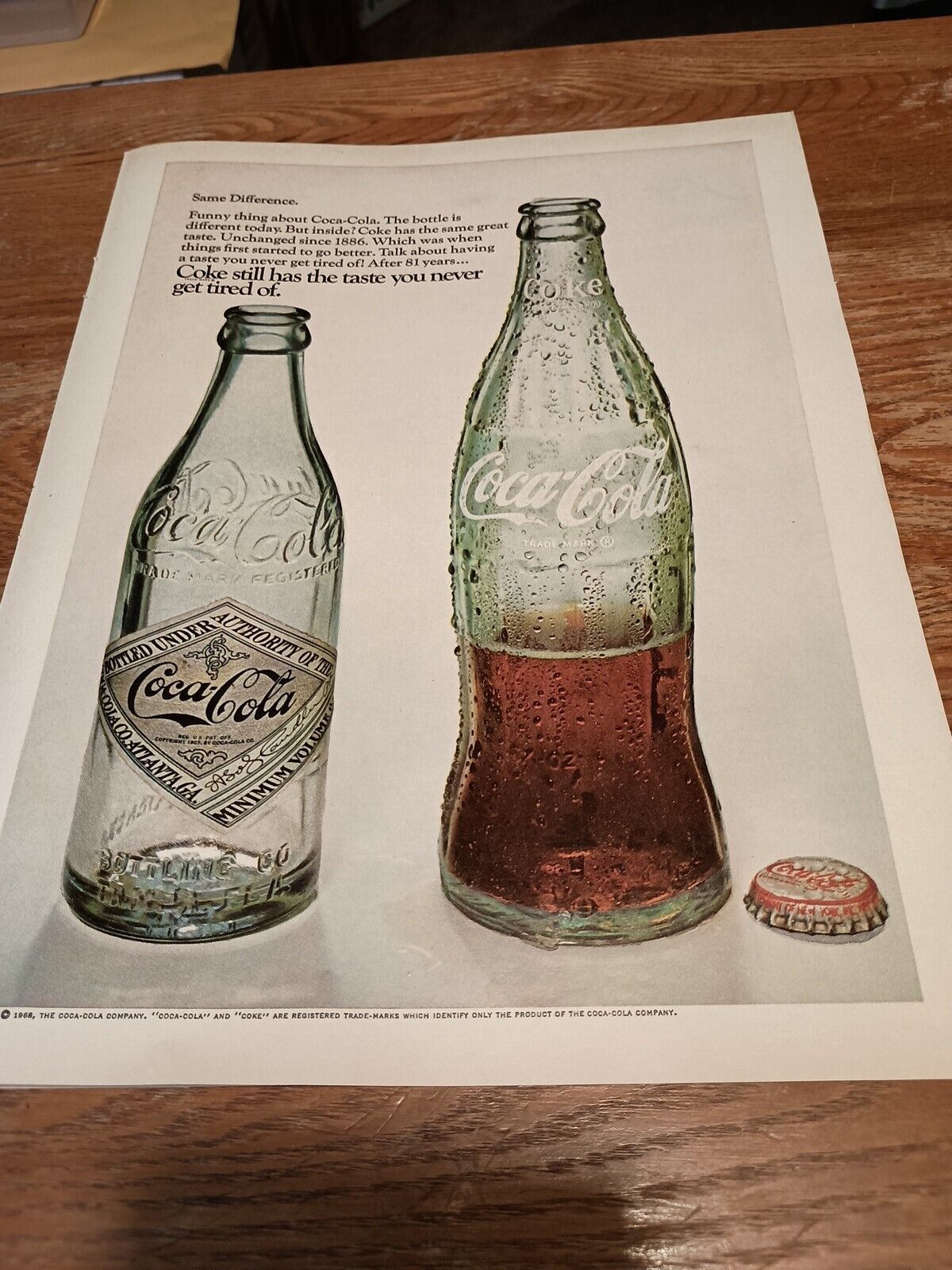 1968 Coca-Cola 1886 To Present Bottles Magazine Ad