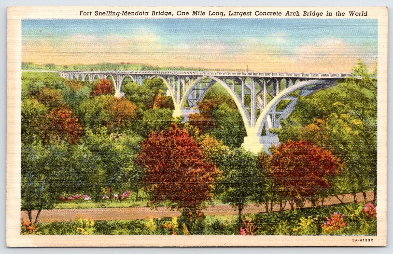 Postcard Fort Snelling-Mendota Bridge, One Mile Long, Mendota Heights Minnesota