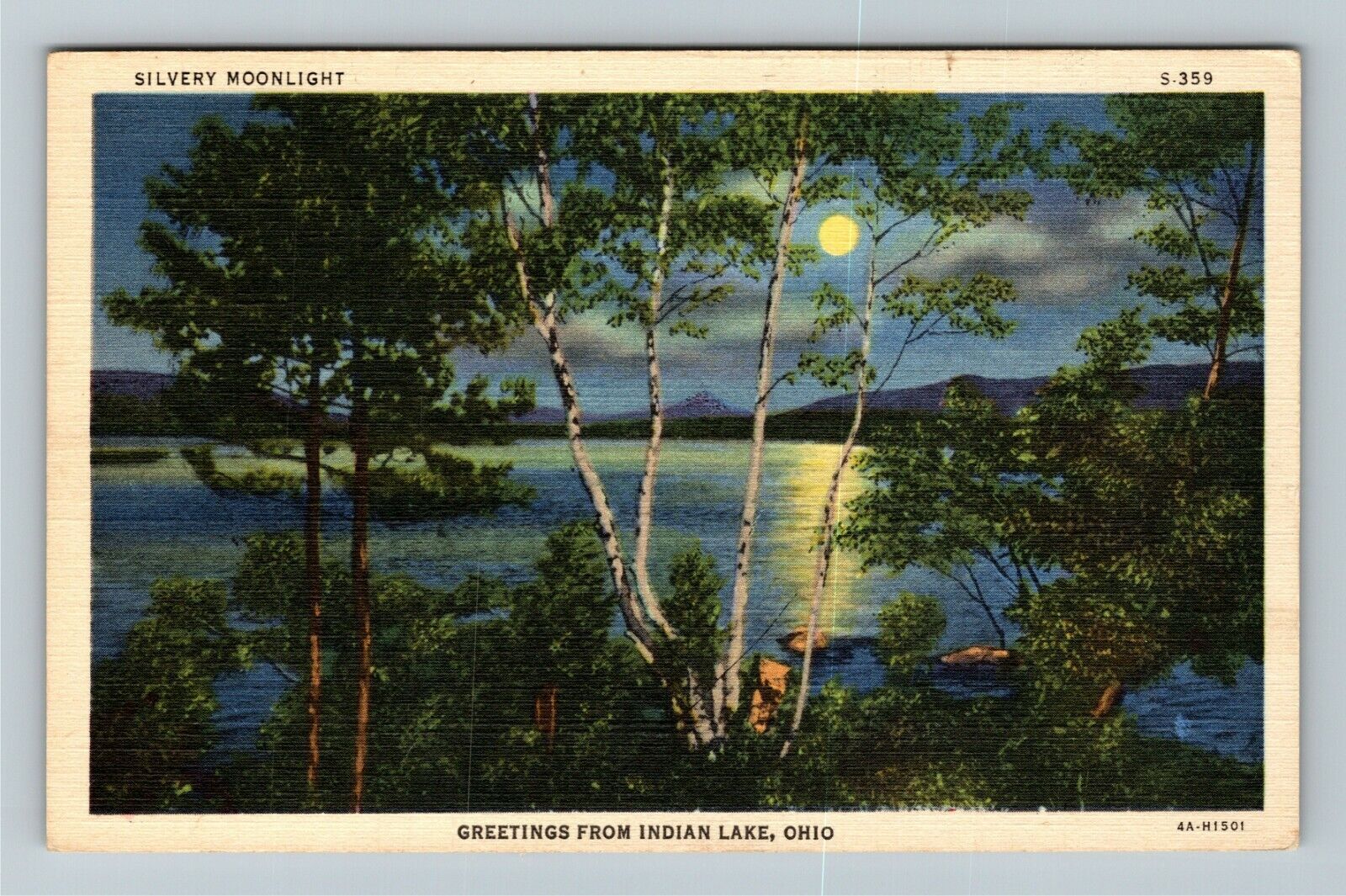 OH-Ohio, Scenic Greetings, Lake View At Night, Vintage Postcard