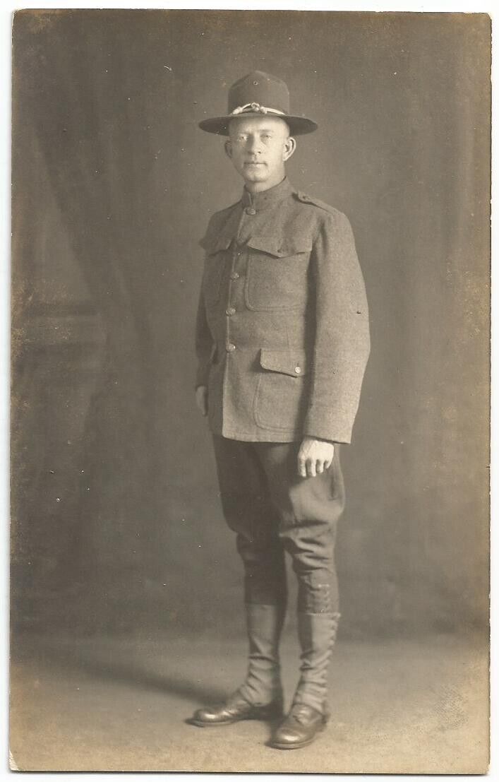 WW1 World War 1 U.S. Army Soldier RPPC Real Photo c.1918