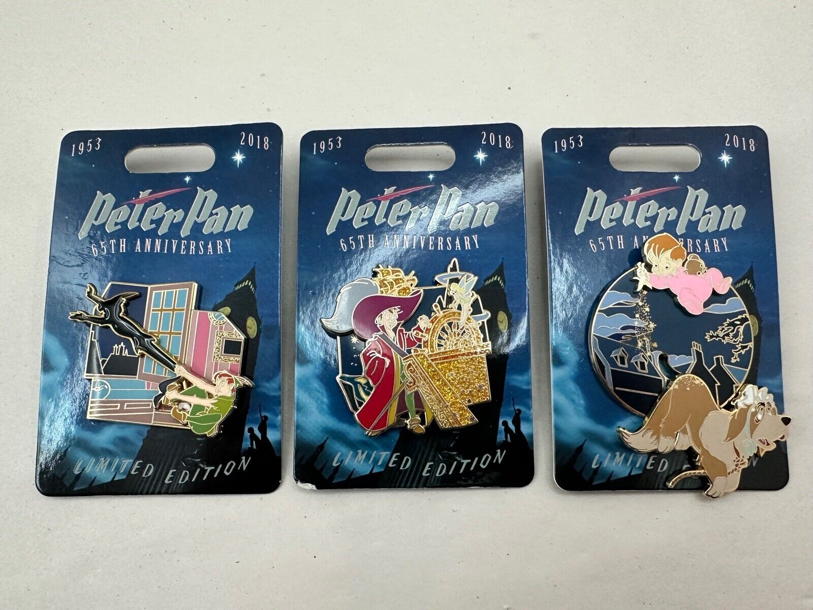 RARE Disney Peter Pan 65th Anniversary Limited Edition Pin Set Of 3 -Nana Peter
