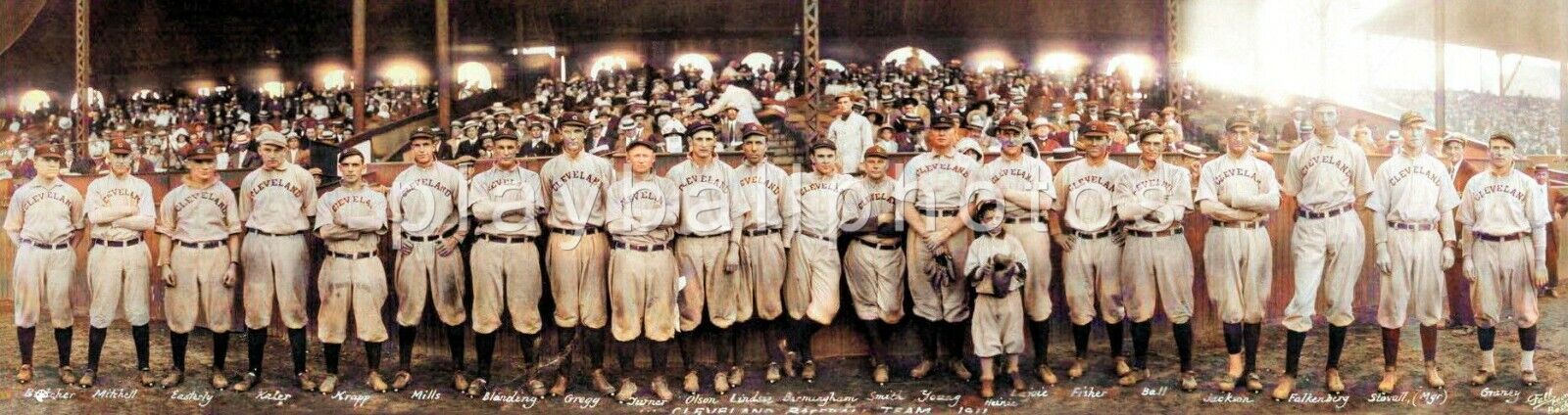 1911 Cleveland Naps-12 x 4 Colorized Panoramic Print
