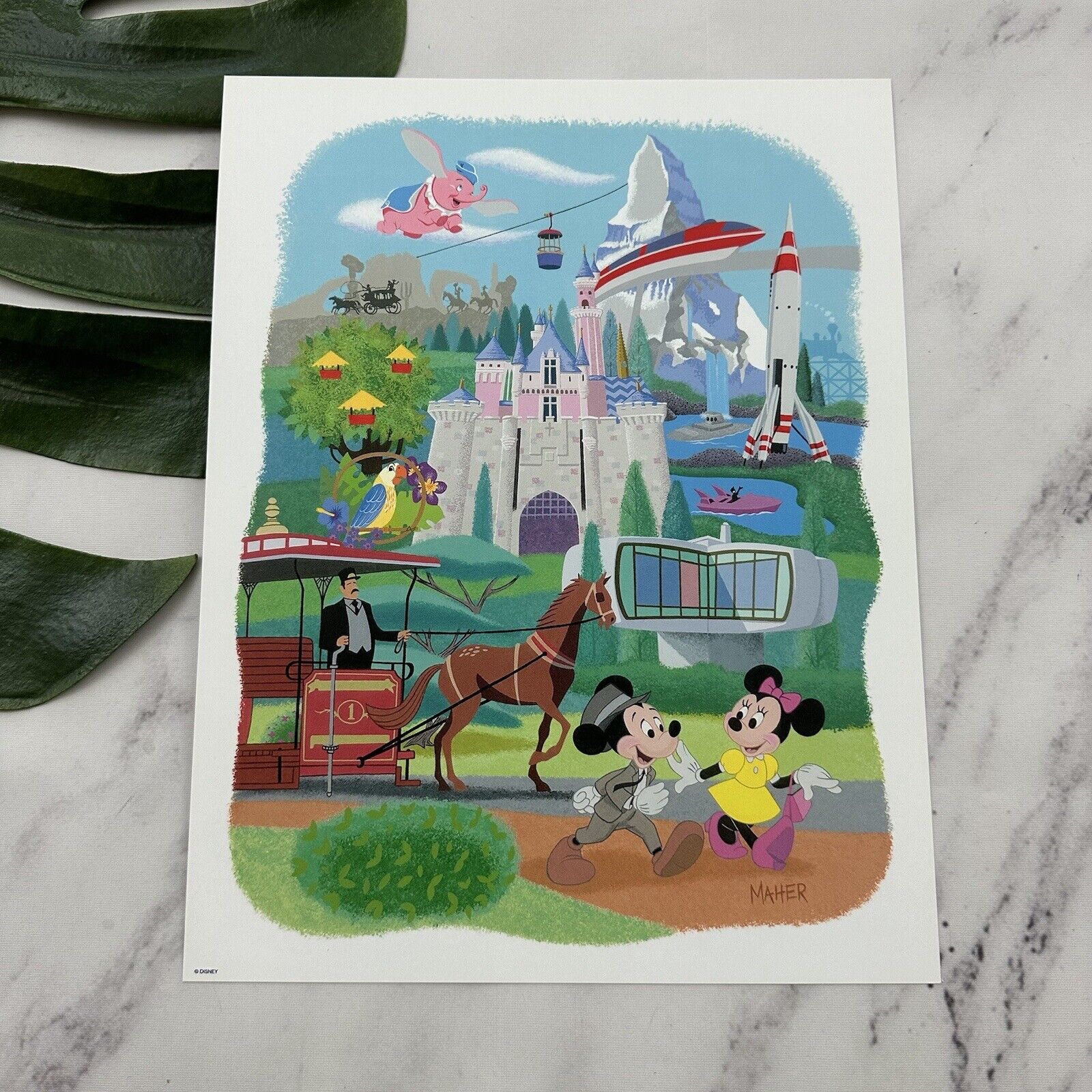 Disneyland 60th Anniversary Art Print Decades Alex Maher 55-64 Mickey Dumbo